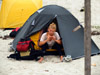 girl in tent